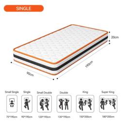 MCC Direct Single Mattress Breathable Memory Foam Sprung OEKO-TEX Certified Mattress in White - thumbnail 8