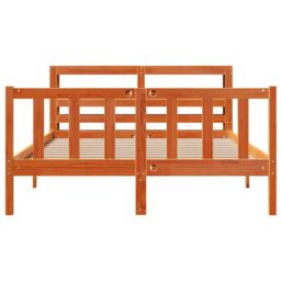 Berkfield Home Bed Frame with Headboard without Mattress Wax Brown 135x190 cm Double - thumbnail 4