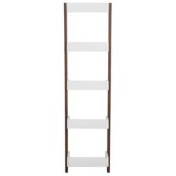 Wyld and Coco 5-Tier Ladder Bookcase Dark Wood with White Shelves W45 x D36 x H166cm - thumbnail 6