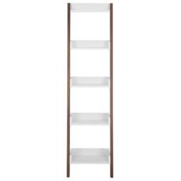 Wyld and Coco 5-Tier Ladder Bookcase Dark Wood with White Shelves W45 x D36 x H166cm - thumbnail 3