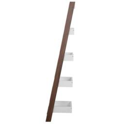 Wyld and Coco 5-Tier Ladder Bookcase Dark Wood with White Shelves W45 x D36 x H166cm - thumbnail 5