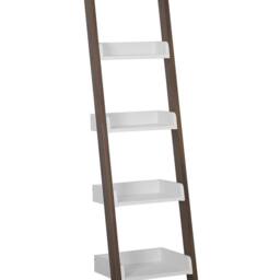 Wyld and Coco 5-Tier Ladder Bookcase Dark Wood with White Shelves W45 x D36 x H166cm - thumbnail 2