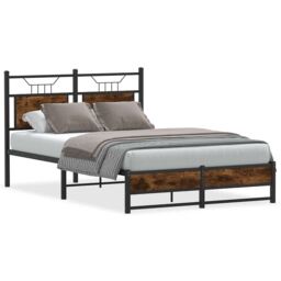 Berkfield Home Bed Frame without Mattress Smoked Oak 120x200 cm Engineered Wood in Brown - Size: Small Double - thumbnail 2