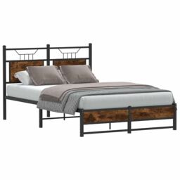 Berkfield Home Bed Frame without Mattress Smoked Oak 120x200 cm Engineered Wood in Brown - Size: Small Double - thumbnail 3