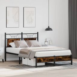 Berkfield Home Bed Frame without Mattress Smoked Oak 120x200 cm Engineered Wood in Brown - Size: Small Double - thumbnail 4