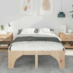 Berkfield Home Stylish Floor Bed Frame with Storage Brown 120 x 190 cm Pine wood in Natural - thumbnail 4