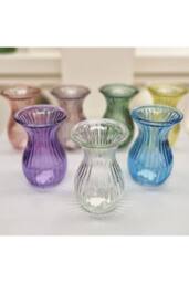 KDMD Lilac Harper Fluted & Flared Glass Vase 14cm 6 Pack - thumbnail 4
