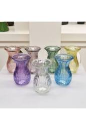 KDMD Lilac Harper Fluted & Flared Glass Vase 14cm 6 Pack - thumbnail 7