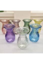 KDMD Lilac Harper Fluted & Flared Glass Vase 14cm 6 Pack - thumbnail 3