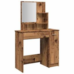 Berkfield Home Beautiful Dressing Table with Mirror Old Wood 86.5x35x136 cm in Brown - thumbnail 3
