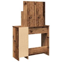 Berkfield Home Beautiful Dressing Table with Mirror Old Wood 86.5x35x136 cm in Brown - thumbnail 6