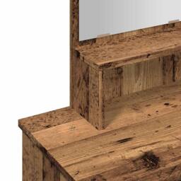Berkfield Home Beautiful Dressing Table with Mirror Old Wood 86.5x35x136 cm in Brown - thumbnail 9
