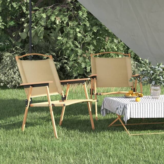 Berkfield Home Camping Chairs 2 pcs Beige 54x55x78 cm Oxford Fabric - Size: 54 x 55 x 78 cm - image 1