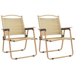 Berkfield Home Camping Chairs 2 pcs Beige 54x55x78 cm Oxford Fabric - Size: 54 x 55 x 78 cm - thumbnail 2