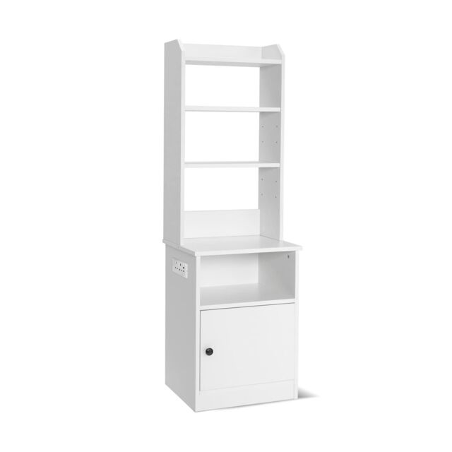 Gymax 6-Tier Nightstand Bedside Tables Tall Night Stands With Charging Station in White - image 1