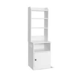 Gymax 6-Tier Nightstand Bedside Tables Tall Night Stands With Charging Station in White - thumbnail 1