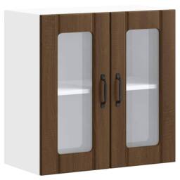 Berkfield Home Kitchen Wall Cabinet with Glass Door Lucca Brown Oak Engineered Wood - thumbnail 1