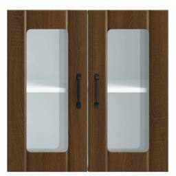 Berkfield Home Kitchen Wall Cabinet with Glass Door Lucca Brown Oak Engineered Wood - thumbnail 6