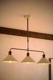 ValueLights Burford White Ceramic Ribbed 3 Drop Diner Bar Pendant Ceiling Light in Cream - thumbnail 2