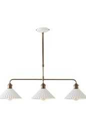ValueLights Burford White Ceramic Ribbed 3 Drop Diner Bar Pendant Ceiling Light in Cream - thumbnail 6
