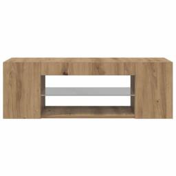 Berkfield Home TV Cabinet with LED Lights Artisan Oak 90x39x30 cm Engineered Wood in Brown - Size: 90 x 39 x 30 cm - thumbnail 6