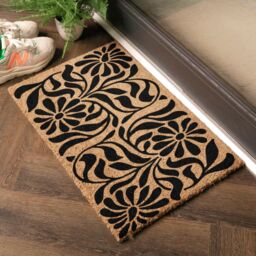 Artsy Mats Flower Swirls Pattern Doormat in Black - Size: 40 cm x 60 cm - thumbnail 3