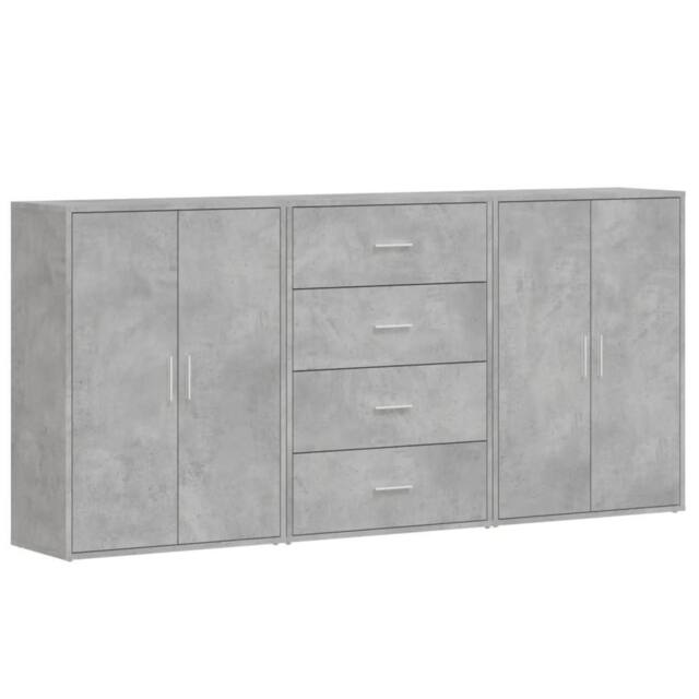Berkfield Home Sideboards 3 pcs Concrete Grey 60x31x84 cm Engineered Wood - Size: 60 x 31 x 84 cm - image 1