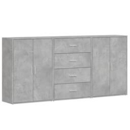 Berkfield Home Sideboards 3 pcs Concrete Grey 60x31x84 cm Engineered Wood - Size: 60 x 31 x 84 cm - thumbnail 1