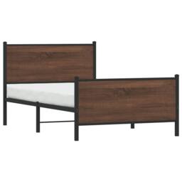 Berkfield Home Metal Bed Frame without Mattress Brown Oak 100x190 cm - thumbnail 4
