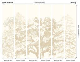 Origin Murals Etched Trees Wall Mural in Light Beige - Size: W300 cm x H240 cm - thumbnail 4