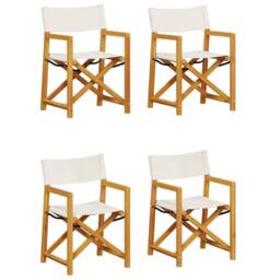 Berkfield Home 4 Piece Folding Garden Chairs Cream White Fabric - thumbnail 2