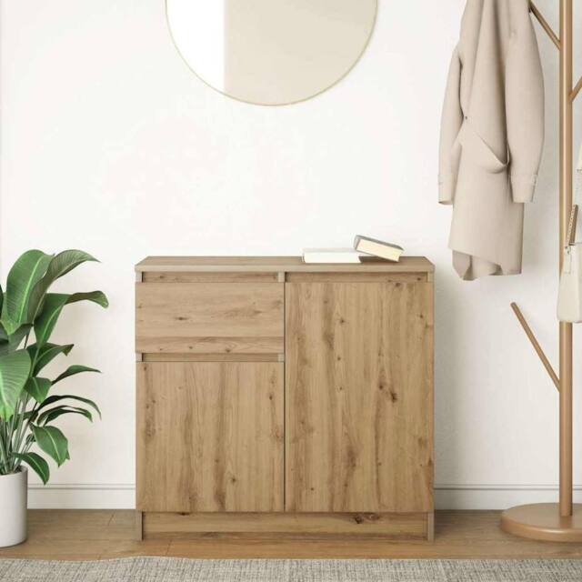 Berkfield Home Sideboard with Drawer Artisan Oak 71x35x65 cm Engineered Wood in Brown - Size: 71 x 35 x 65 cm - image 1