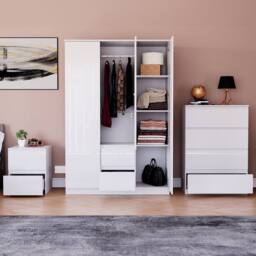 HD Designs Vida Designs Glinton 3 Piece Bedroom Set (2 Drawer Bedside Chest, 4 in White - thumbnail 3
