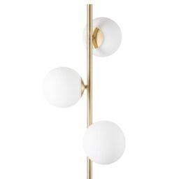 First Choice Lighting Pair of Satin Brass Floor Lamps with Opal Globe Shades in Gold - thumbnail 5