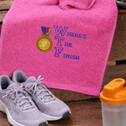 Duncan Stewart Running Sports Towel Wheres The Finish in Pink