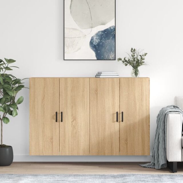 Berkfield Home Wall Mounted Cabinets 2 pcs Sonoma Oak 69.5x34x90 cm in Brown - image 1