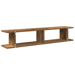 Berkfield Home Durable Wall Shelves 2 pcs Old Wood 105x18x20 cm Engineered Wood in Brown - Size: 105 x 18 x 20 cm - thumbnail 7