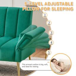 BTM Folding Sofa Bed Convertible Velvet Sleeper Sofa with Support Legs in Green - thumbnail 9
