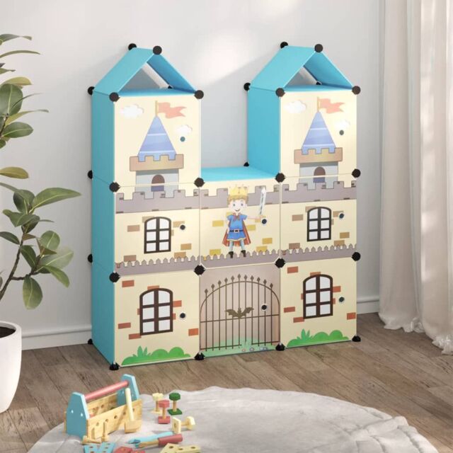 Berkfield Home Cube Storage Cabinet for Kids with 8 Cubes Blue PP - image 1