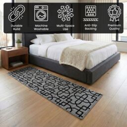 Smart Living Siam Heavy Duty Machine Washable Hallway Kitchen Non Slip Door Mat in Grey - Size: 80 cm x 150 cm - thumbnail 3