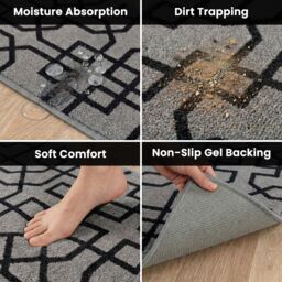 Smart Living Siam Heavy Duty Machine Washable Hallway Kitchen Non Slip Door Mat in Grey - Size: 80 cm x 150 cm - thumbnail 4