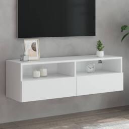 Berkfield Home TV Wall Cabinet White 100x30x30 cm Engineered Wood - Size: 100 x 30 x 30 cm - thumbnail 2