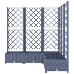 Berkfield Home Garden Planter with Trellis Dark Grey 120x120x121.5 cm PP - thumbnail 4