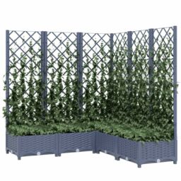 Berkfield Home Garden Planter with Trellis Dark Grey 120x120x121.5 cm PP - thumbnail 3
