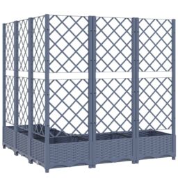 Berkfield Home Garden Planter with Trellis Dark Grey 120x120x121.5 cm PP - thumbnail 6