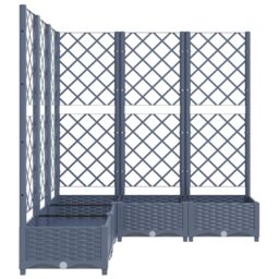 Berkfield Home Garden Planter with Trellis Dark Grey 120x120x121.5 cm PP - thumbnail 5