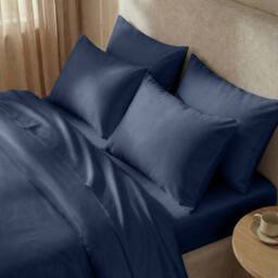 Bedable 100% Cotton Bedding Set Sateen 460 Thread Count - Soft Bedding in Navy - Size: Super King - thumbnail 4