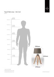 Orsina Tripod Table Lamp with White Fabric Shade, Natural Wood Legs, EU Plug in Grey - thumbnail 2