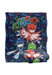 Hasbro PJ Masks PJ Group Attack Kids Silky Touch Blanket 152x127cm in White - Size: 152x127 cm - thumbnail 2