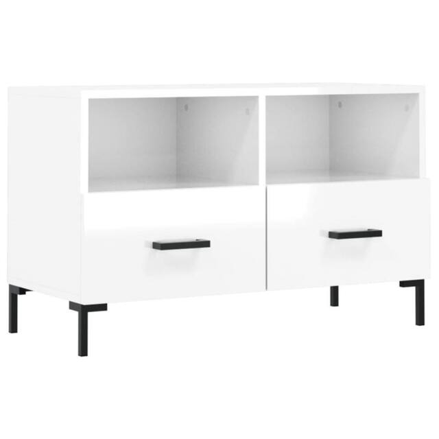 Berkfield Home TV Cabinet High Gloss White 80x36x50 cm Engineered Wood - Size: 80 x 36 x 50 cm - image 1